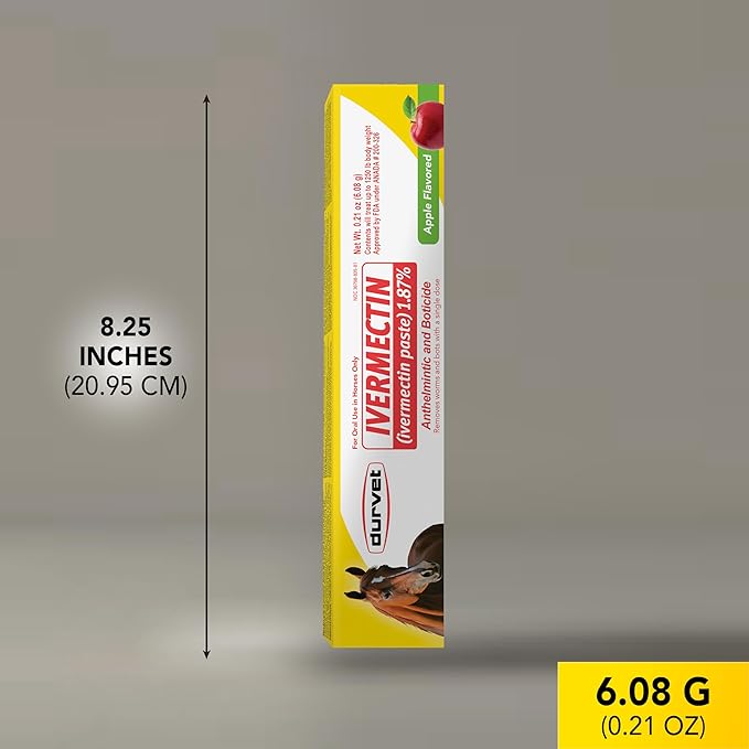 Durvet Ivermectin Paste Dewormer for Horses – 1.87% Apple Flavor, 6.08g