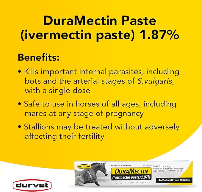 Durvet DuraMectin Ivermectin Paste 1.87% Horse Dewormer – 6.08g (Pack of 6)