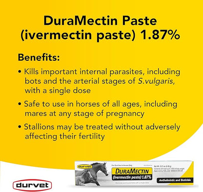Durvet DuraMectin Ivermectin Paste 1.87% Horse Dewormer – 6.08g (Pack of 6)