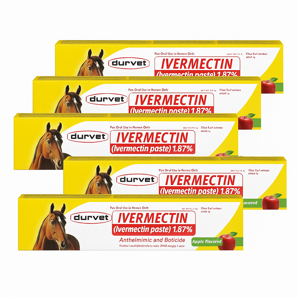 Durvet Ivermectin Paste Dewormer for Horses – 1.87% Apple Flavor, 6.08g Oral Dose (Pack of 6)