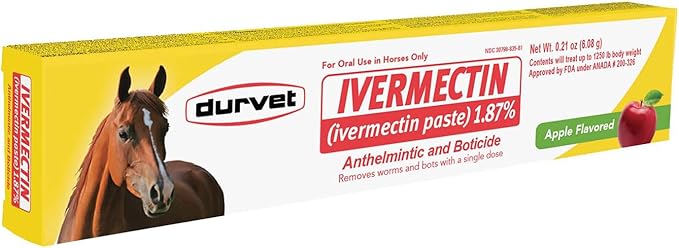 Durvet Ivermectin Paste Dewormer for Horses – 1.87% Apple Flavor, 6.08g Oral Dose (Pack of 6)